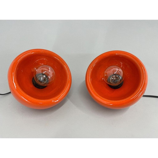 Pair of ceramic vintage lamps by Enzo Bioli, Italy 1970s