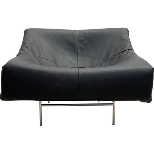 Mid-century leather and metal armchair model "Butterfly" by Gerard van den Berg for Montis, Netherlands 1980s