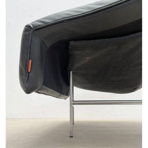 Mid-century leather and metal armchair model "Butterfly" by Gerard van den Berg for Montis, Netherlands 1980s