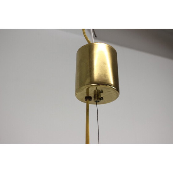 Image 1 of Vintage glass and brass pendant lamp, Czechoslovakia 1970s