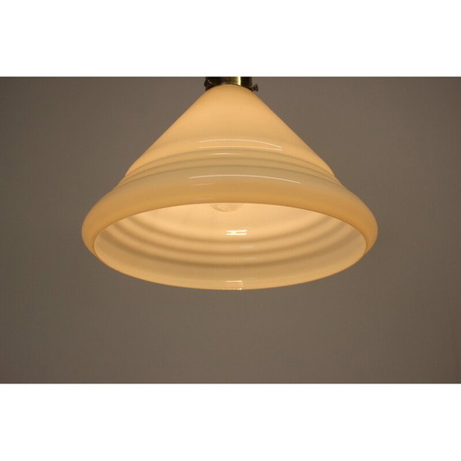 Vintage glass and brass pendant lamp, Czechoslovakia 1970s