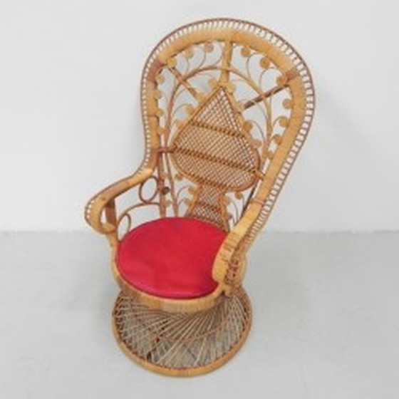 Image 1 of Chaise Emmanuelle en bambou Trône du paon - 1960s