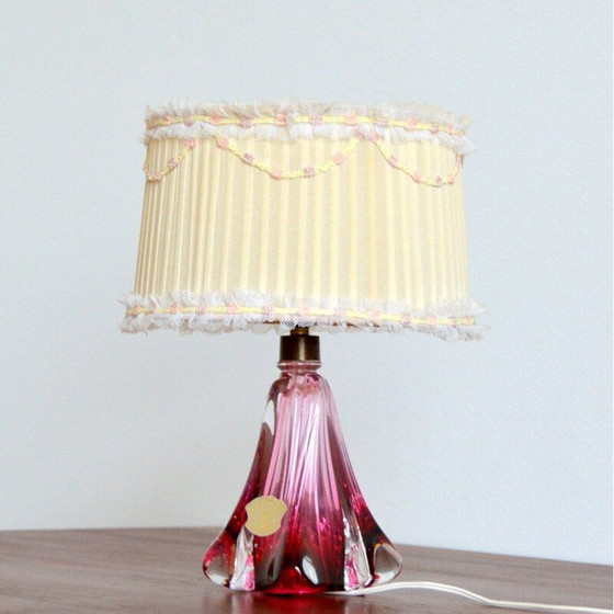 Image 1 of Vintage Val St-Lambert crystal table lamp, Belgium 1960