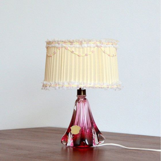Image 1 of Vintage Val St-Lambert crystal table lamp, Belgium 1960