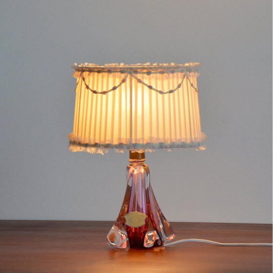 Image 1 of Vintage Val St-Lambert crystal table lamp, Belgium 1960