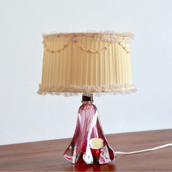 Image 1 of Vintage Val St-Lambert crystal table lamp, Belgium 1960