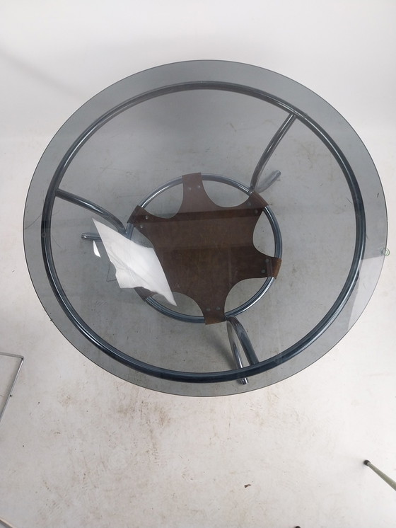 Image 1 of 1 X Spaceage Chrome And Smooth Coffee Table With Leather Reading Basket