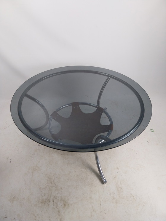 Image 1 of 1 X Spaceage Chrome And Smooth Coffee Table With Leather Reading Basket