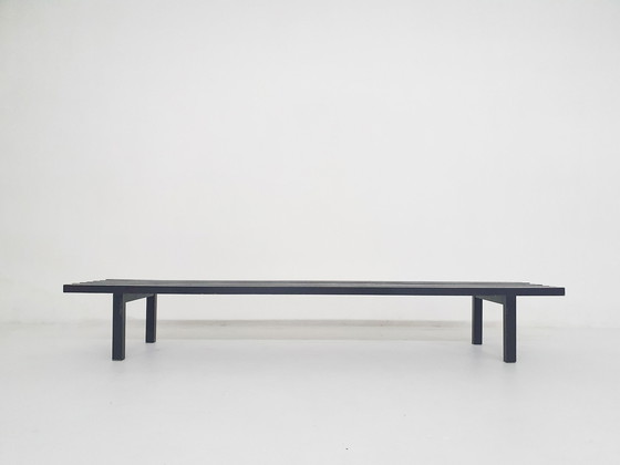 Image 1 of Black Wooden Slat Bench By Wim Wilson And Gijs Bakker For Castelijn, The Netherlands 1970'S