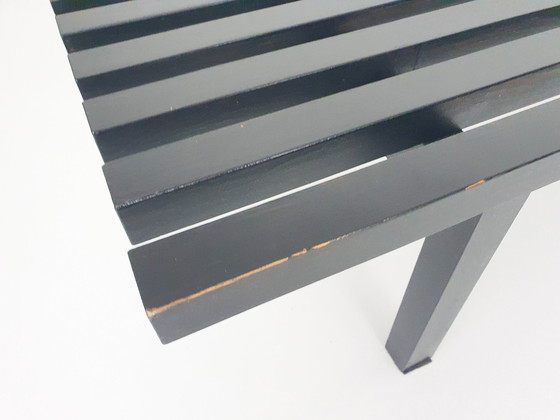 Image 1 of Black Wooden Slat Bench By Wim Wilson And Gijs Bakker For Castelijn, The Netherlands 1970'S