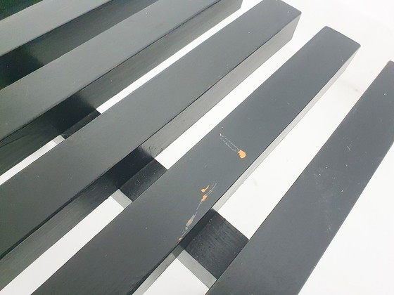 Image 1 of Black Wooden Slat Bench By Wim Wilson And Gijs Bakker For Castelijn, The Netherlands 1970'S