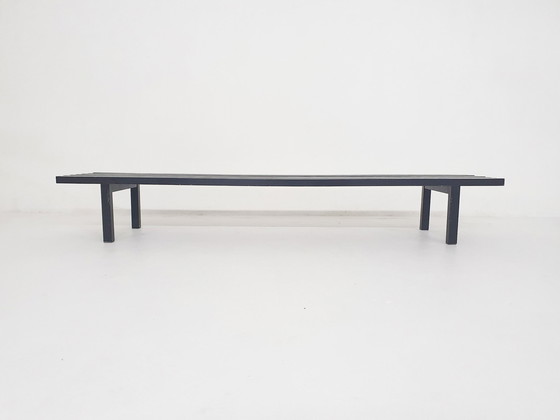 Image 1 of Black Wooden Slat Bench By Wim Wilson And Gijs Bakker For Castelijn, The Netherlands 1970'S