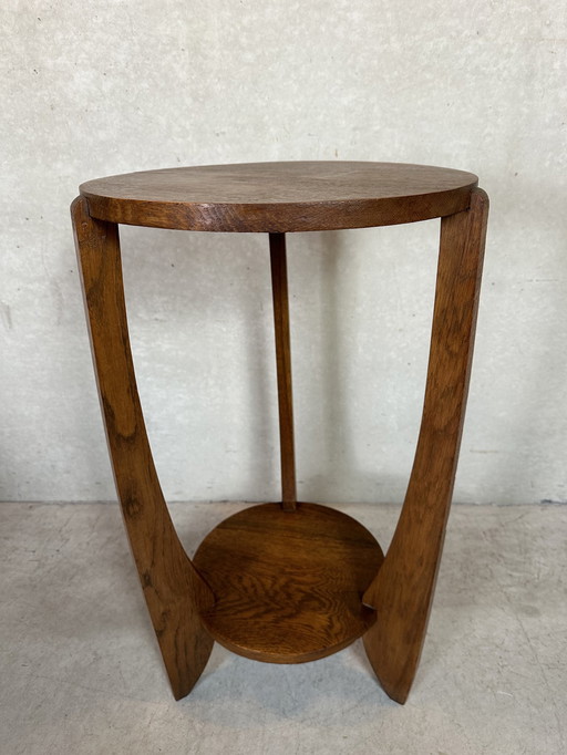 Art Deco Plant Or Side Table - Oak