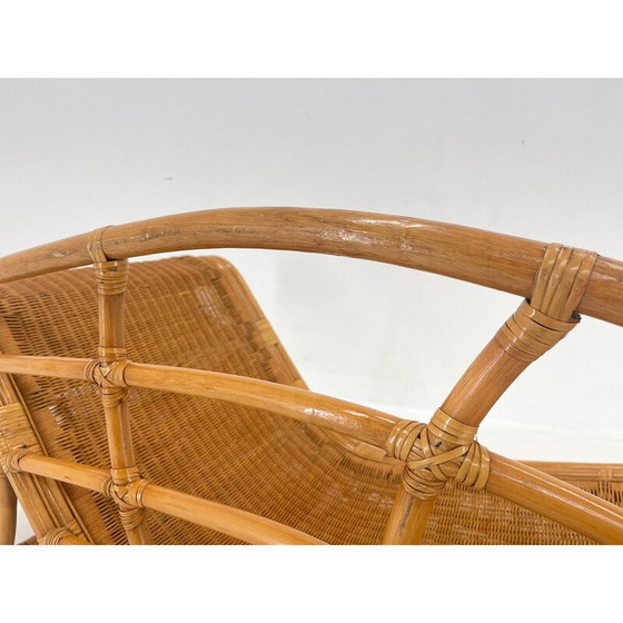 Image 1 of Vintage garden rattan lounge chair, 1980s