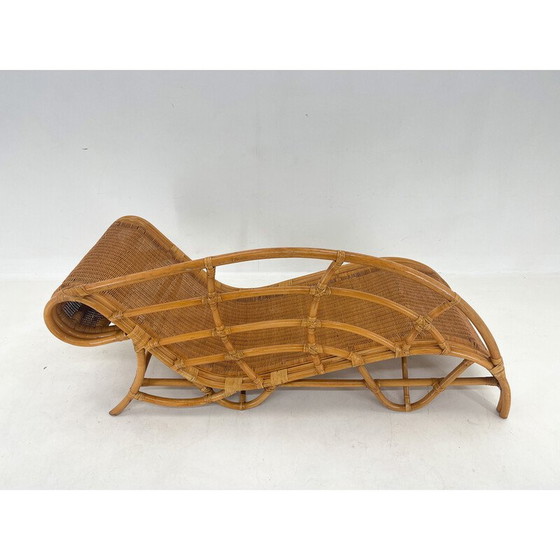 Image 1 of Vintage garden rattan lounge chair, 1980s