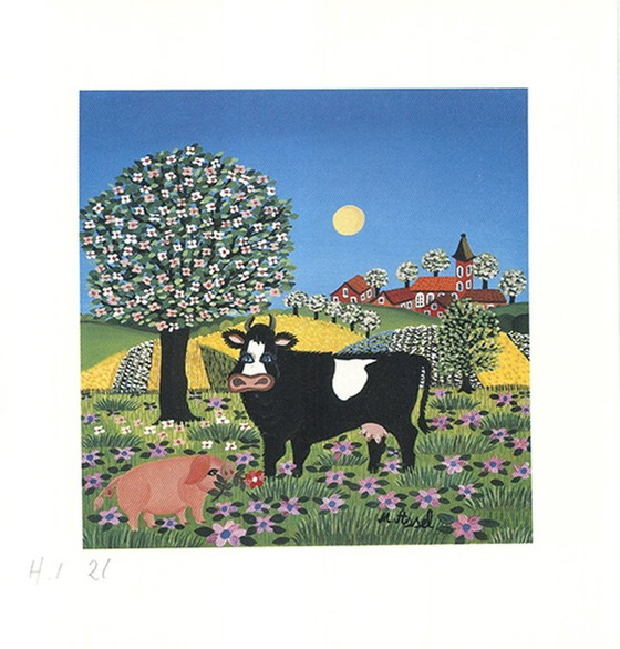 Image 1 of Marlies van Assel --Cow in the Alpine Meadow