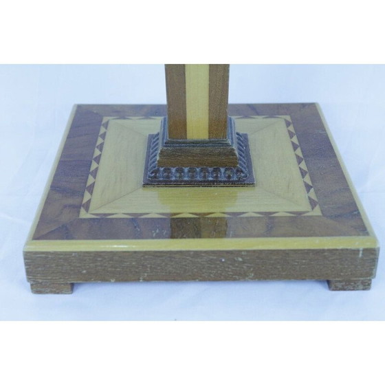 Image 1 of Portacandele da terra in legno vintage con intarsi