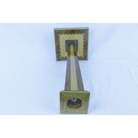 Image 1 of Portacandele da terra in legno vintage con intarsi