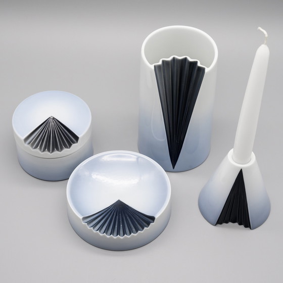 Image 1 of Exquise Rosenthal Studio Line Plissée Ambrogio Pozzi Porcelaine Vase Set ×4