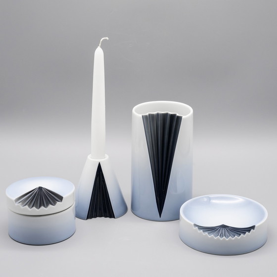 Image 1 of Exquise Rosenthal Studio Line Plissée Ambrogio Pozzi Porcelaine Vase Set ×4