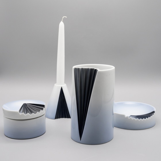 Image 1 of Exquise Rosenthal Studio Line Plissée Ambrogio Pozzi Porcelaine Vase Set ×4