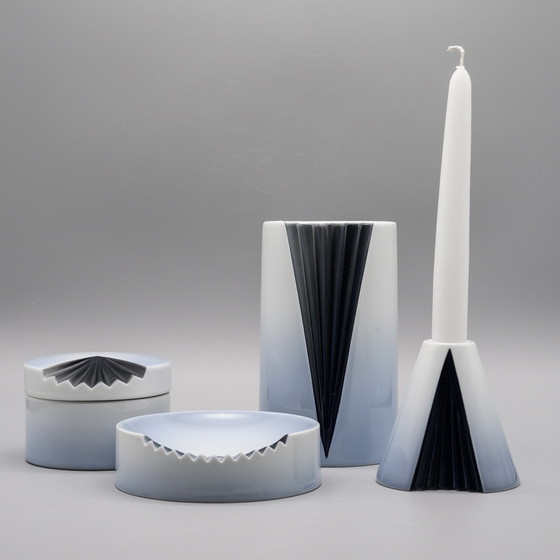 Image 1 of Exquise Rosenthal Studio Line Plissée Ambrogio Pozzi Porcelaine Vase Set ×4