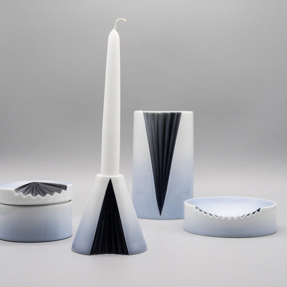 Image 1 of Exquise Rosenthal Studio Line Plissée Ambrogio Pozzi Porcelaine Vase Set ×4