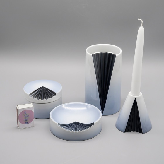 Image 1 of Exquise Rosenthal Studio Line Plissée Ambrogio Pozzi Porcelaine Vase Set ×4