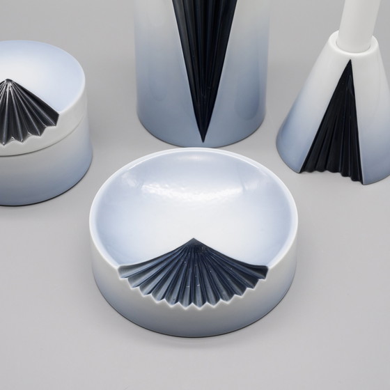 Image 1 of Exquise Rosenthal Studio Line Plissée Ambrogio Pozzi Porcelaine Vase Set ×4