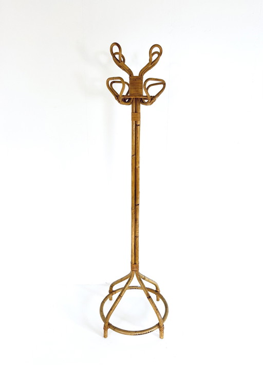 Italian Rattan Coat Rack '60