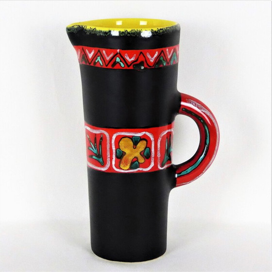 Image 1 of Vintage black ceramic pitcher vase by Fourmentin-Gabriel - Vallauris, 1950