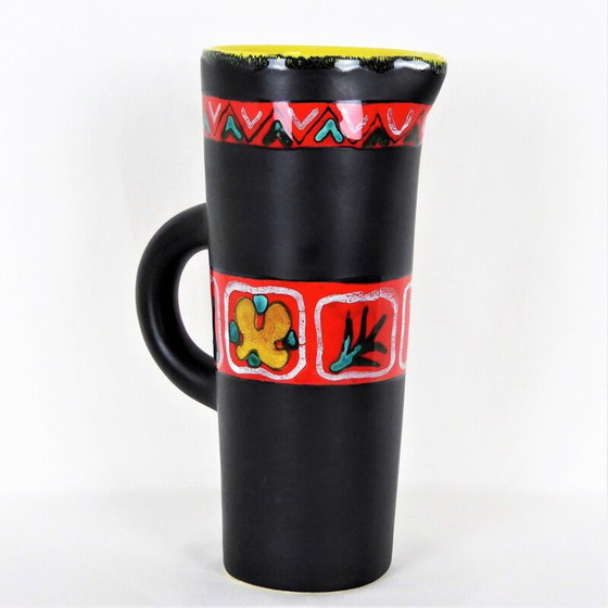 Image 1 of Vintage black ceramic pitcher vase by Fourmentin-Gabriel - Vallauris, 1950