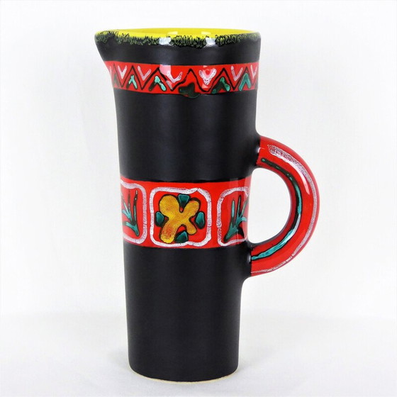 Image 1 of Vintage black ceramic pitcher vase by Fourmentin-Gabriel - Vallauris, 1950