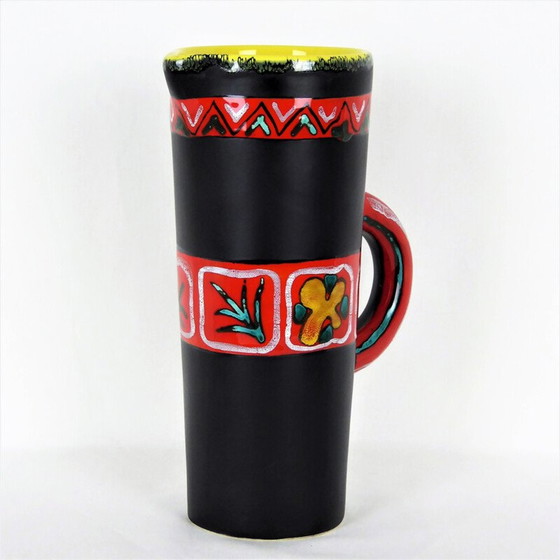 Image 1 of Vintage black ceramic pitcher vase by Fourmentin-Gabriel - Vallauris, 1950