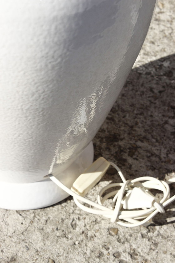 Image 1 of Alvino Bagni - Large White Glazed Earthenware Lamp 1970S Italy