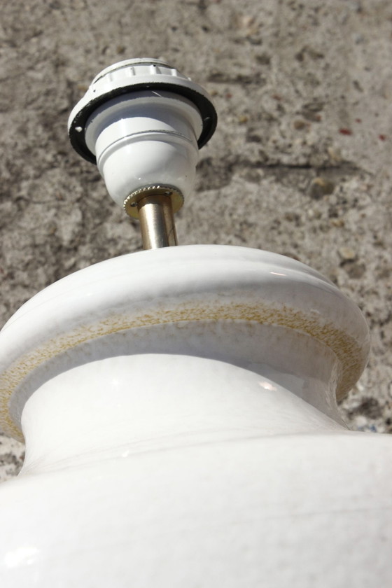 Image 1 of Alvino Bagni - Large White Glazed Earthenware Lamp 1970S Italy