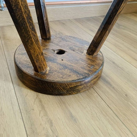 Image 1 of Pair of vintage wooden tripod stools