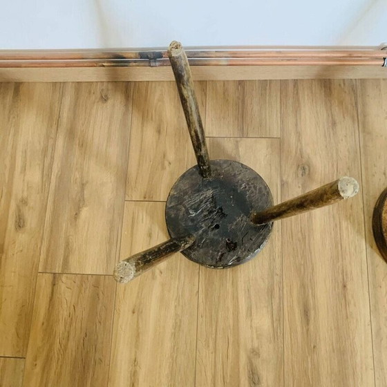 Image 1 of Pair of vintage wooden tripod stools
