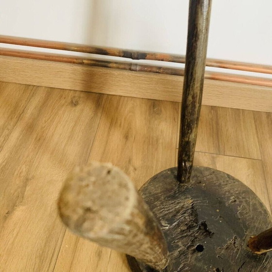 Image 1 of Pair of vintage wooden tripod stools