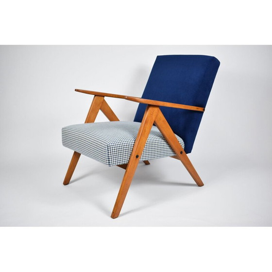 Image 1 of Poltrona vintage scandinava B-310 VAR in velluto blu, anni '60