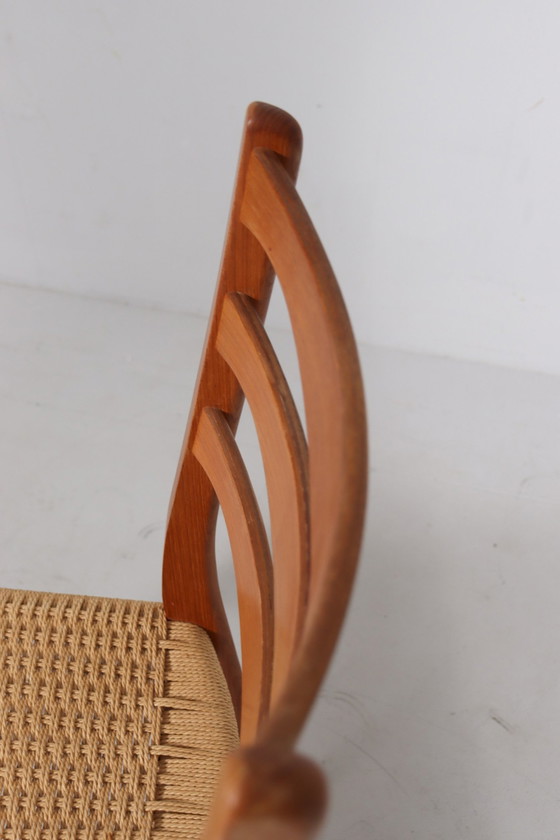 Image 1 of  Glyngøre Stolefabrik by Arne Wahl Iversen, 4 chairs / dining chairs, teak, paper cord, Denmark, 1960s