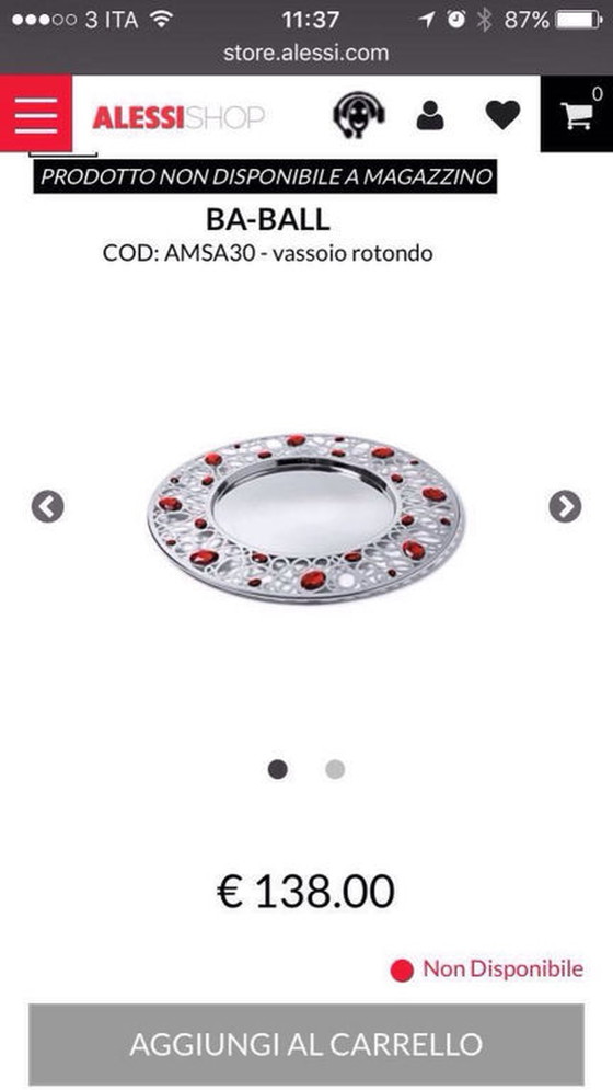 Image 1 of Alessi AMSA30 | BA-BALL plateau rond 18/10 inox | LPWK | 2009