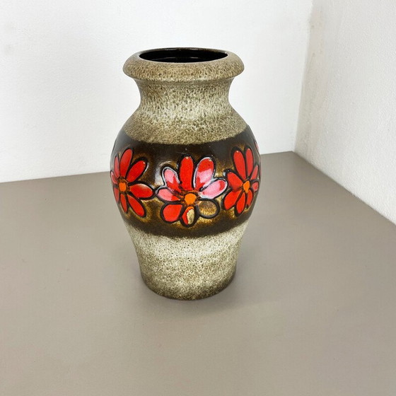 Image 1 of Vintage "Floral" lava ceramic vase for Scheurich, Germany 1970s