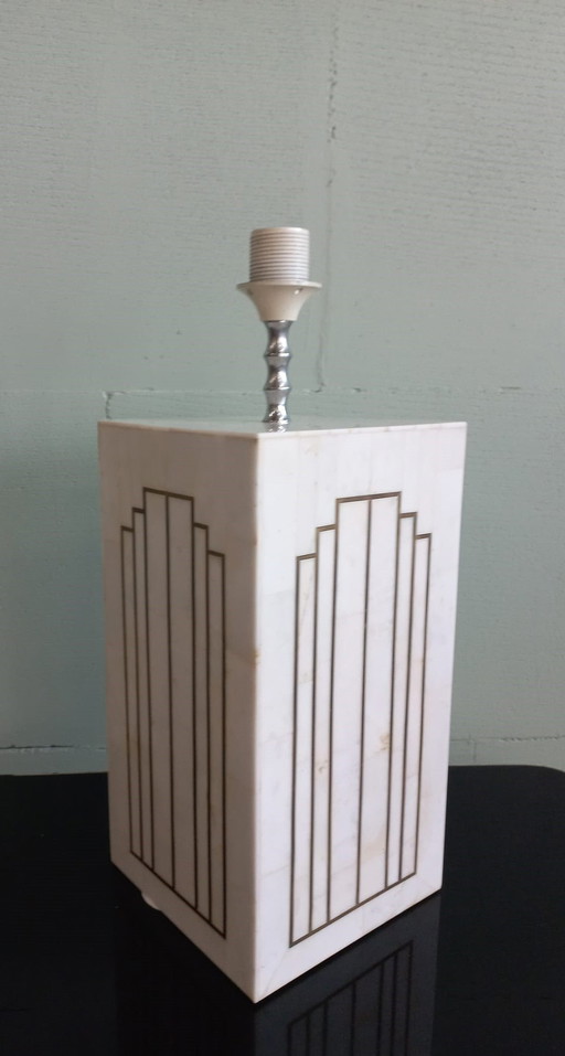 Italian 70s Deco/Romeo Rega Style Marble Inlay Lamp