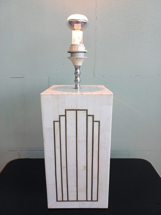 Image 1 of Italian 70s Deco/Romeo Rega Style Marble Inlay Lamp