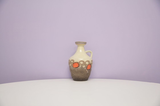 Image 1 of beige taupe & orange Strehla jug vase