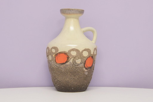 beige taupe & orange Strehla jug vase