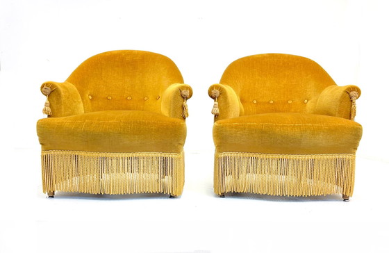 Image 1 of 2x Vintage cocktail chairs velour