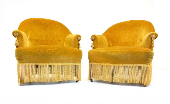 Image 1 of 2x Vintage cocktail chairs velour
