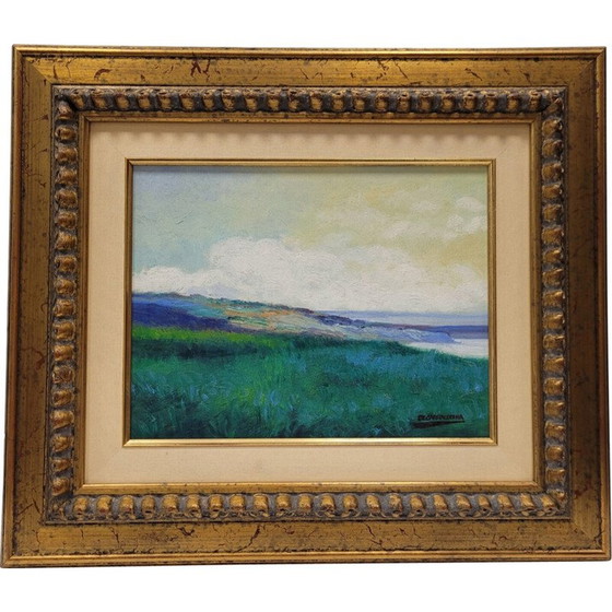 Image 1 of Dipinto vintage raffigurante popolazioni costiere di Damián Segarra Codina